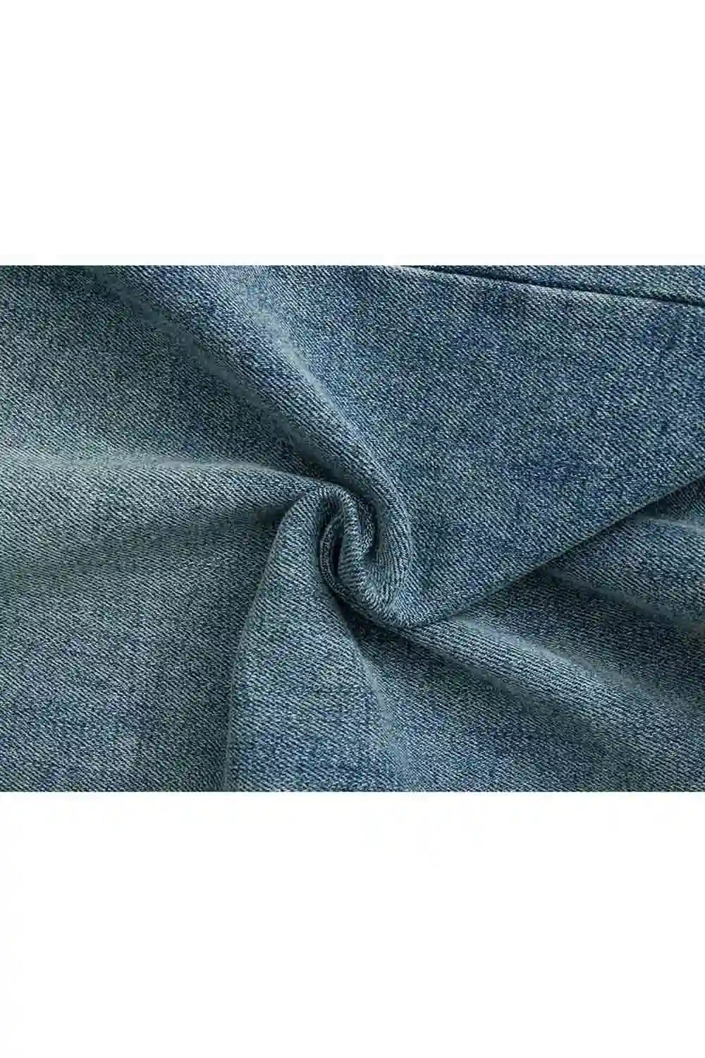 Klasik Beş Cepli Yüksek Bel Denim Midi Etek