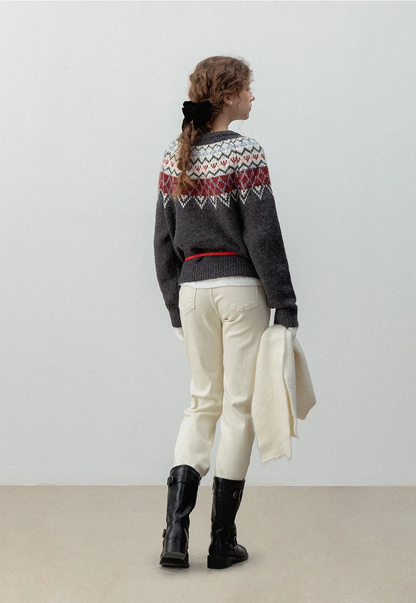 Fair Isle Fermuarlı Hırka