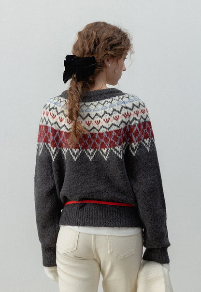 Fair Isle Fermuarlı Hırka