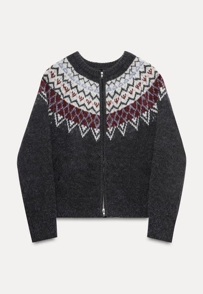 Fair Isle Fermuarlı Hırka