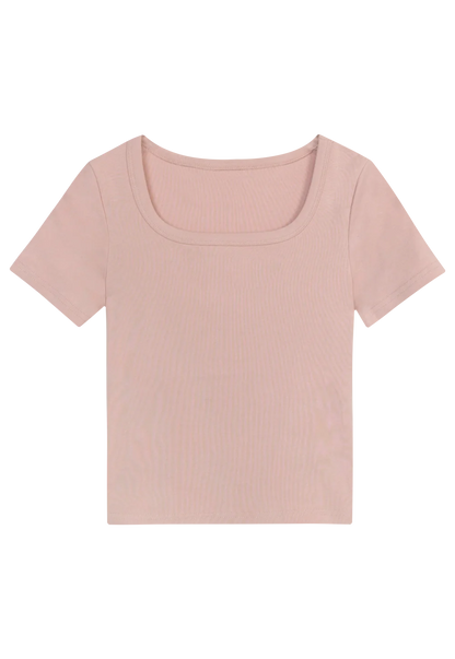 Kısa Kollu Fitilli Crop Top